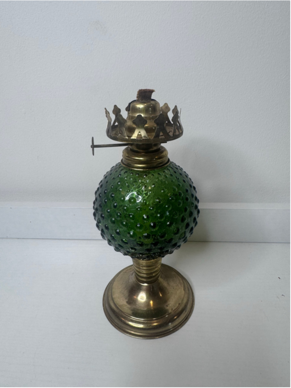 Unbranded Vintage Style Green Hobnail Glass Oil Lamp One Size